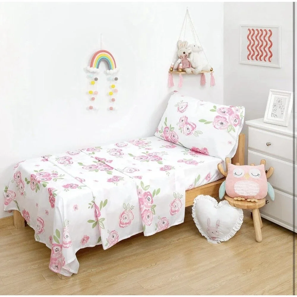 TILLYOU 3-Piece Brushed Microfiber Toddler Sheet Set